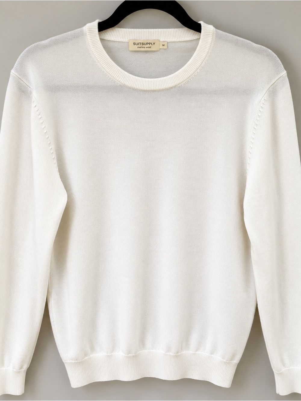 Suitsupply Men’s Merino Wool Crewneck Sweater Ivory White Size M Old Money